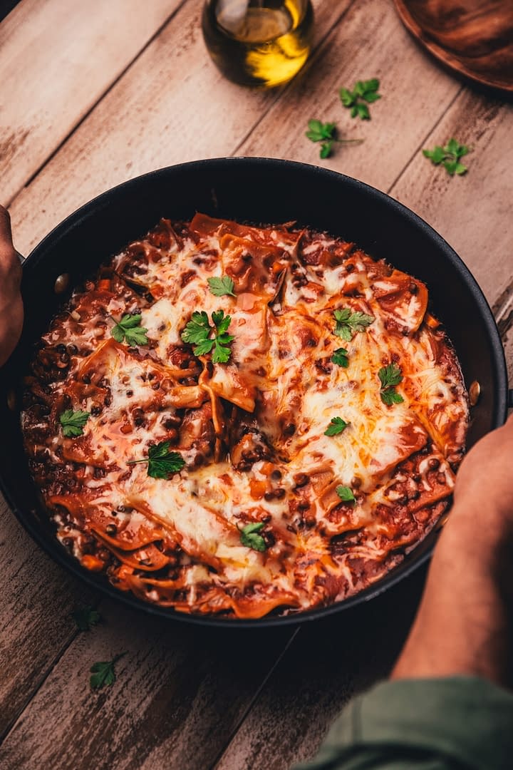 Recette healthy d'une One Pot Lasagne végétatienne aux lentilles