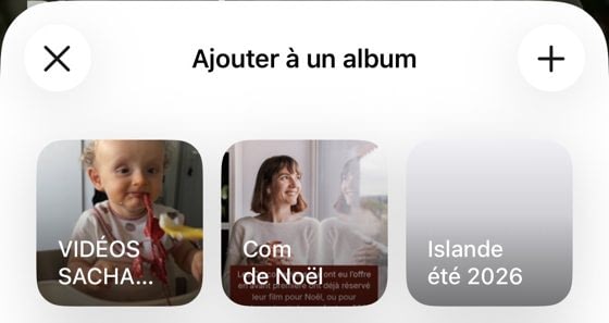Écran Ajouter à un album sur iPhone